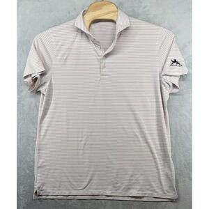 G/FORE Golf Peformance Polo Shirt Pink Striped Firethorne CC Men's Size L 24x29‎